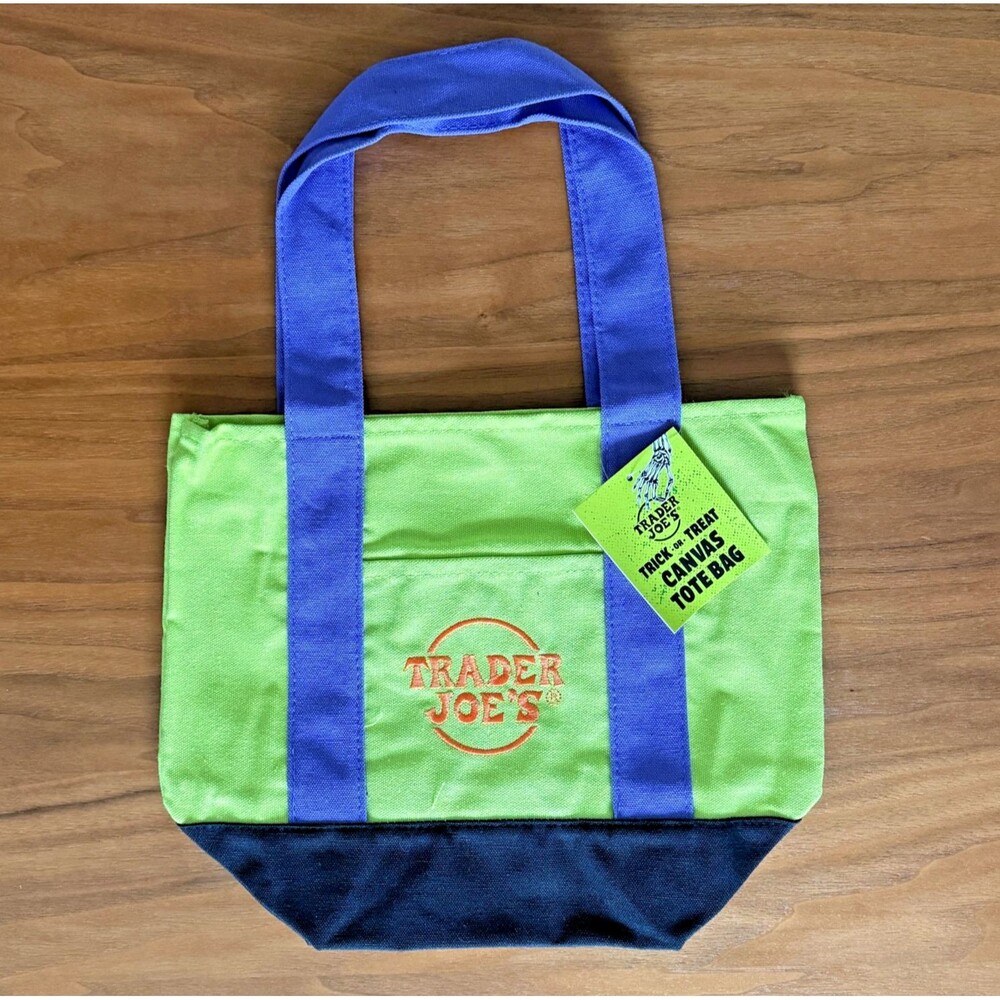 Trader Joe’s HALLOWEEN Mini Tote 2026 LIME GREEN & PURPLE [NEW SEASONAL COLOR]